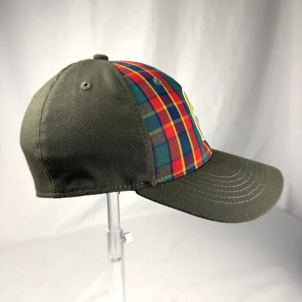 Boy Scouts Of America Webelo Fitted Hat Green S/M Embroidered Plaid 6 Panel‎